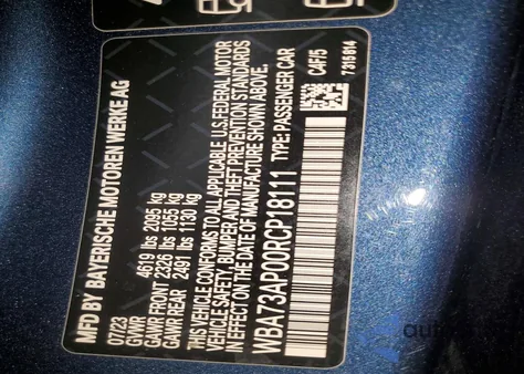 2024 BMW 430Xi z USA, uszkodzony, nr VIN WBA73AP00RCP18111